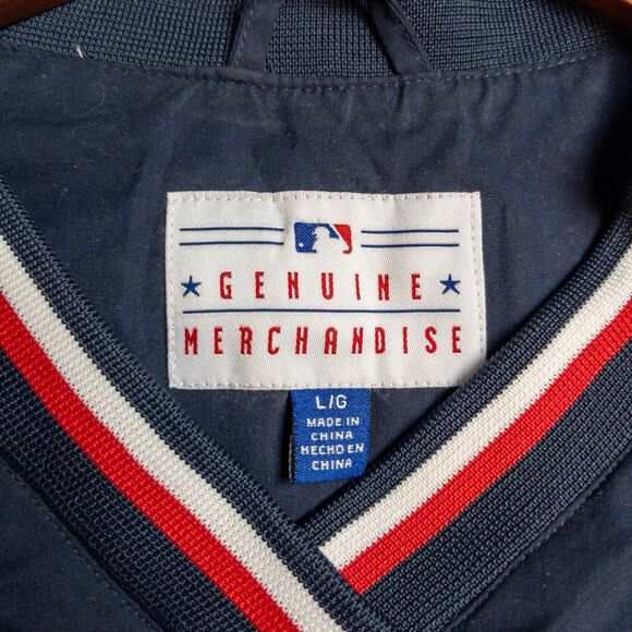 St. Louis Cardinals Size L Majestic Windbreaker Jacket V-Neck Menβs Blue MLB - Picture 2 of 5